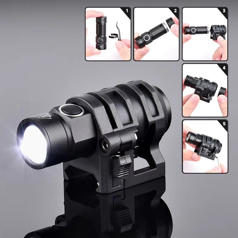 Helmet Light FAST Helmet Flashlight Strobe Telescopic Zoom Survival Safety Lamp with Hat Clamp Holder Camping Hunting