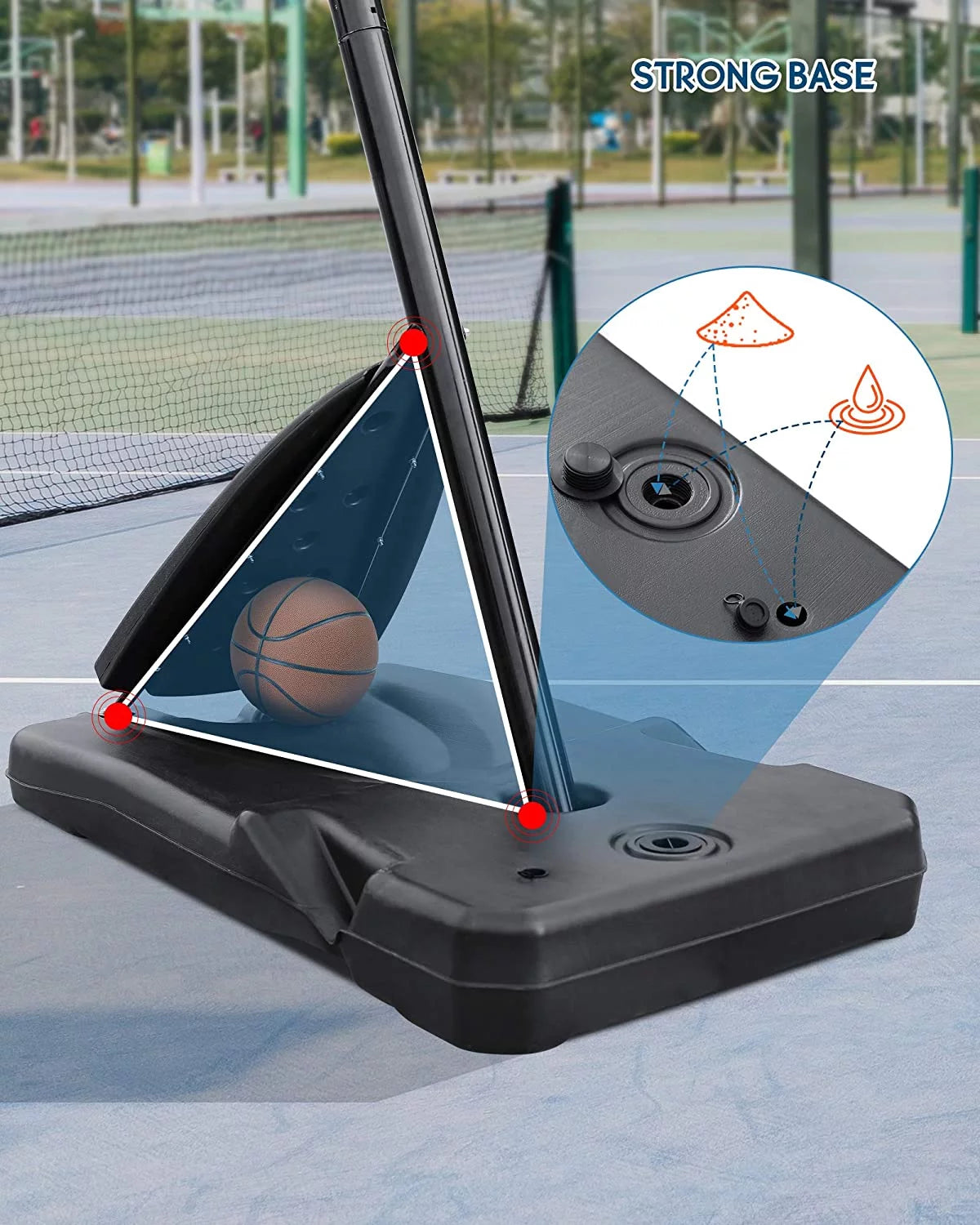 54 In. Basketball Hoop Outdoor Portable Basketball Goal with 7.5 - 10 Ft. Adjustable Basketball System Basketball Equipment with Wheels for Adult Kids Family Indoor and Outdoor